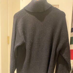Mango Palmer Ribbed Turtleneck Sweater in Black